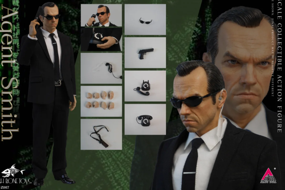 FISH BONETOYS FB-Z007 Full Set 1/6 Agent Smith Hugo Weaving Action Figure 12'' Male Soldier Figurine Collectible Model