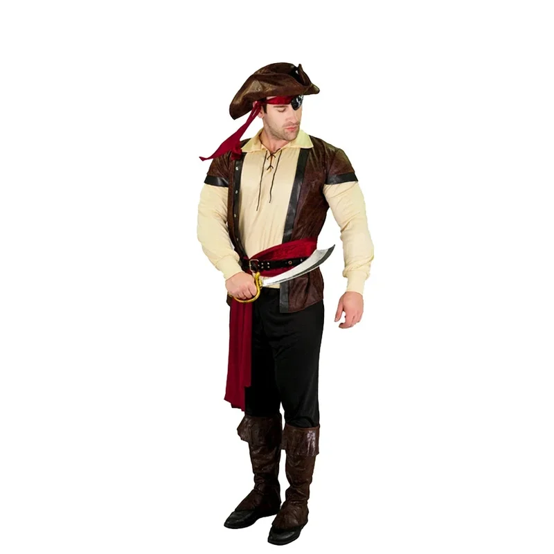 Disfraces de actuación de pirata para hombre adulto, disfraces de escenario para fiesta de juegos de rol, traje de Carnaval de Halloween
