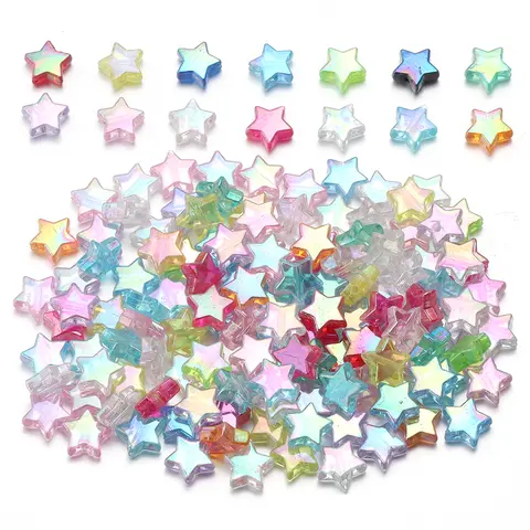 100Pcs/Lot AB Color Acrylic Star Beads Loose Spacer Charms Bead for DIY Jewelry Craft Making Necklace Bracelet Supplies