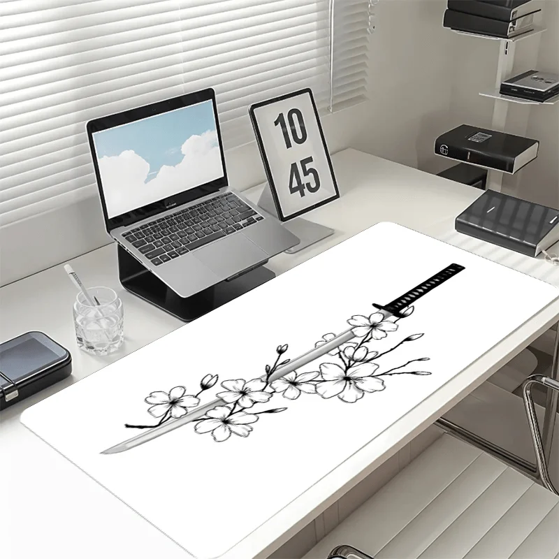 

Japanese Samurai Knife Mouse Pad Sakura Large Gaming MousePad HD Anti slip Rubber Bottom PC KeyboardPads Office Desk Accessories