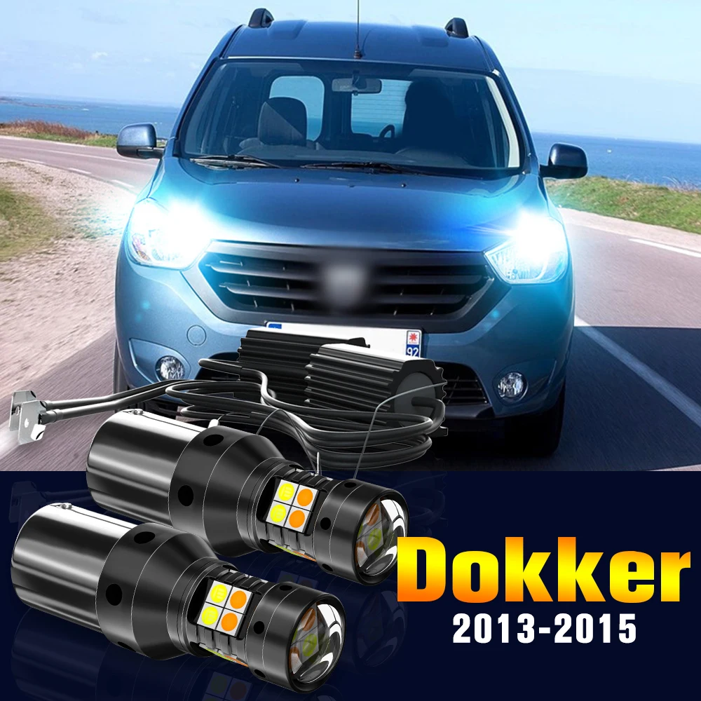 

2pcs LED Dual Mode Turn Signal+Daytime Running Light DRL Lamp For Renault Dokker 2013 2014 2015 Accessories