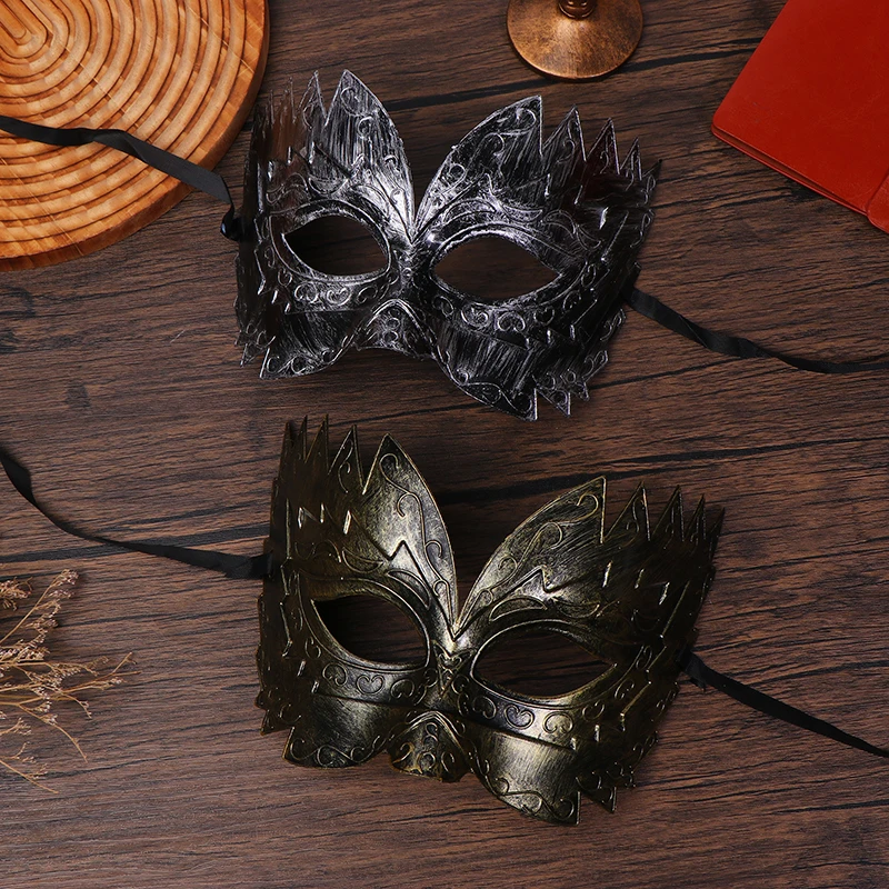 1 máscara de carnaval-mascarada máscara Vintage oro plata media cara máscara de plástico disfraz de Halloween máscara de fiesta mujeres hombres