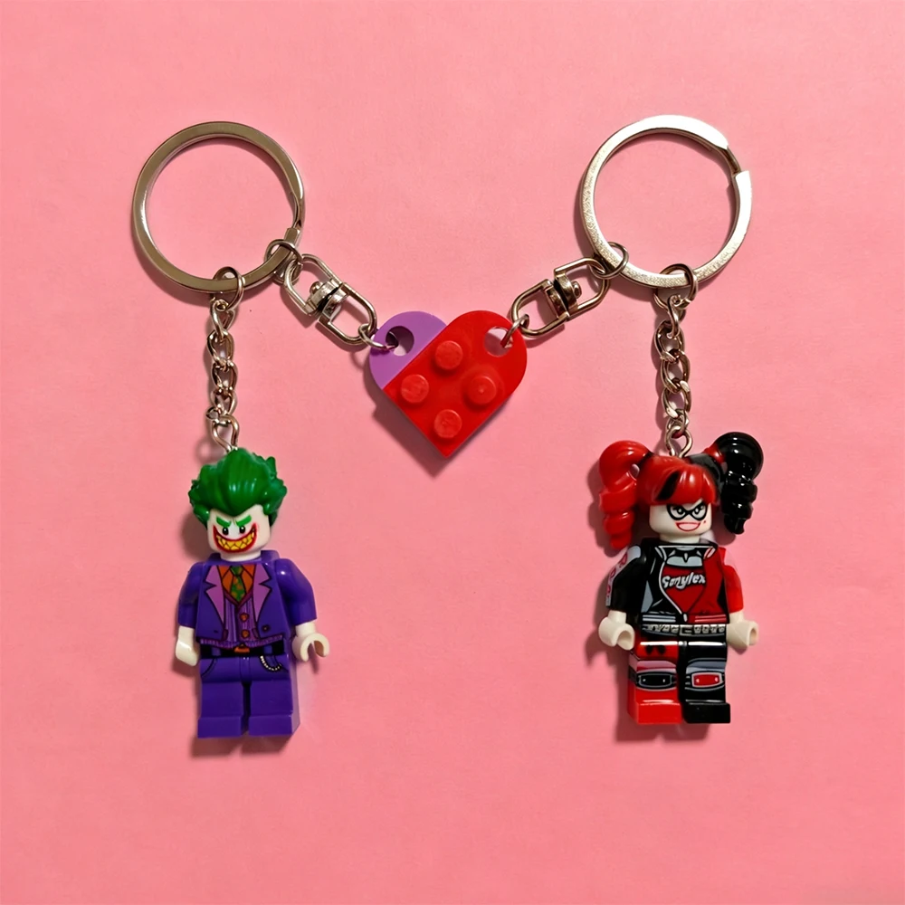 2pcs/set Beautiful Handmade 3D Cartoon Clown Couple Keychain Matching Anime Keyring Charms for Lovers Backpack Christmas Gift
