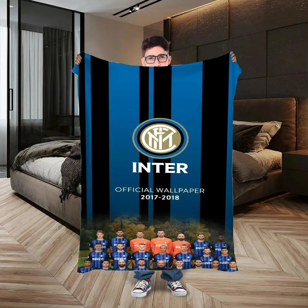 Inter Milan FC Logo Flannel Blanket for Sofa Decoration Luxury Throw Blanket King Size Fluffy Plaid Home and Decoration Cobija