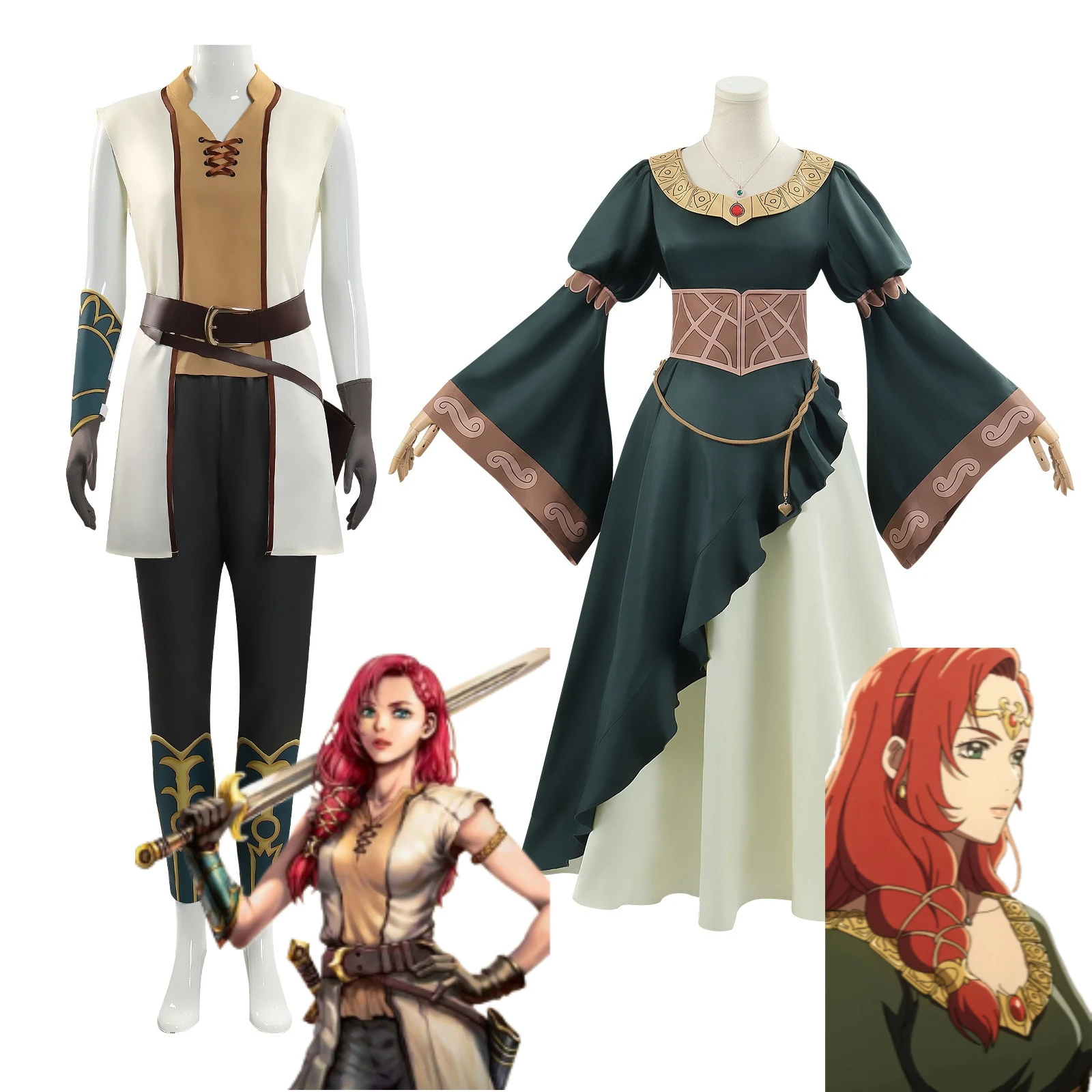 

Hera Cosplay Costume Battle of Rohan Combat Suit Medieval Green Princess Evening Gown for Women Halloween Carnival RolePlay Suit