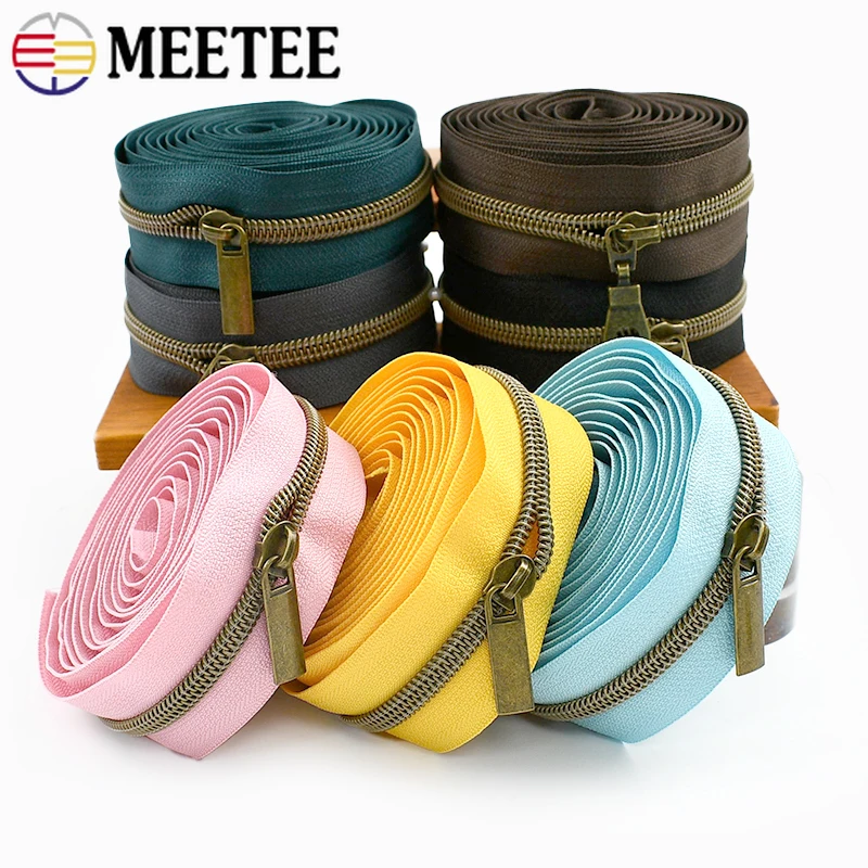 

2-5M 5# Nylon Zippers with Zipper Sliders Jacket Bags Closure Zip By The Meter Garment Luggage Zips Repair Kit DIY Accessories