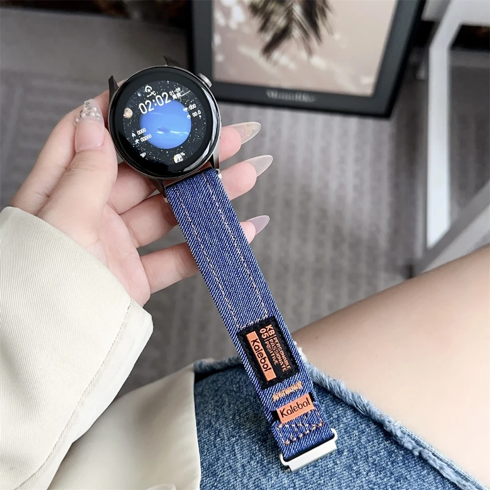 Pasek nylonowy 18 mm 20 mm 22 mm do Garmin Forerunner 55 158 165 168 245 255 265 645 Fajna opaska dżinsowa