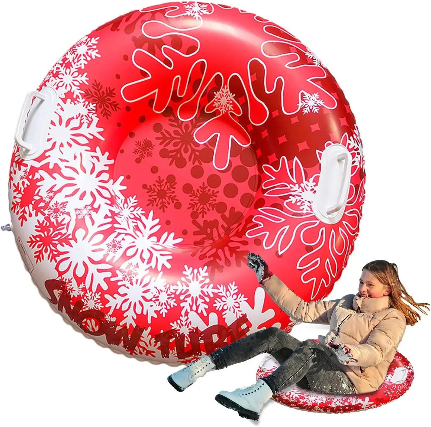 

Adult child Winter Inflatable Snow Tube Ski Ring Thickened Wear-Resistant Explosion-proof Sled Handle Safety Anti-Rollover