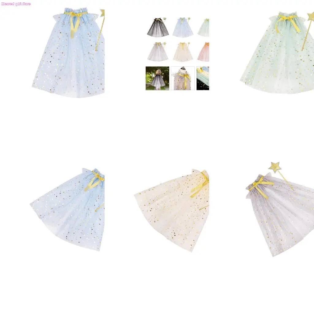 

D0JC 1 комплект, детская волшебная палочка и тюлевой плащ, милый реквизит для фотографий для девочек, для творческого косплея и