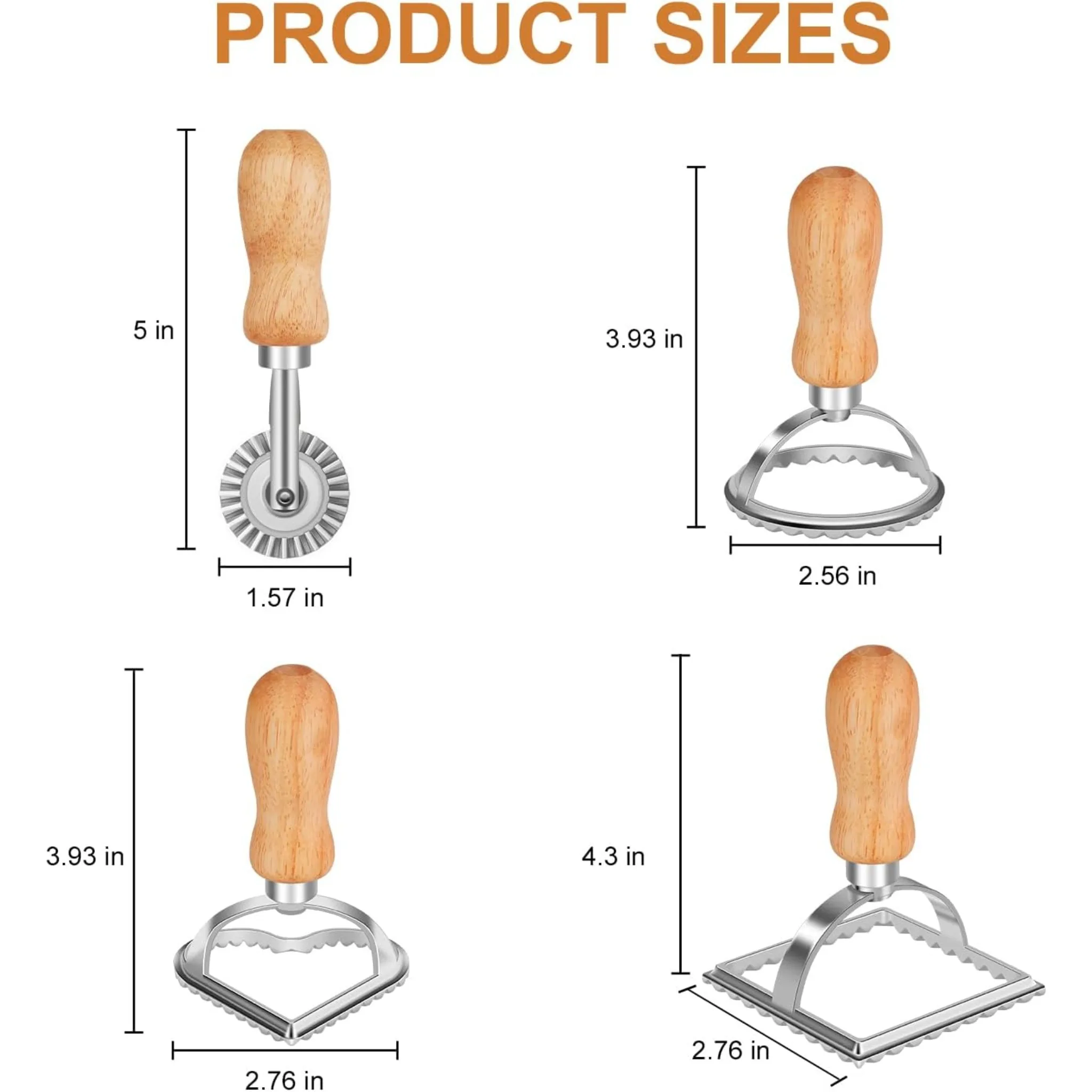 Ravioli Stamp Set, Stainless Steel, Wooden Handle, Homemade Pasta, Easy Seal, Baking Enthusiasts - Detail 1
