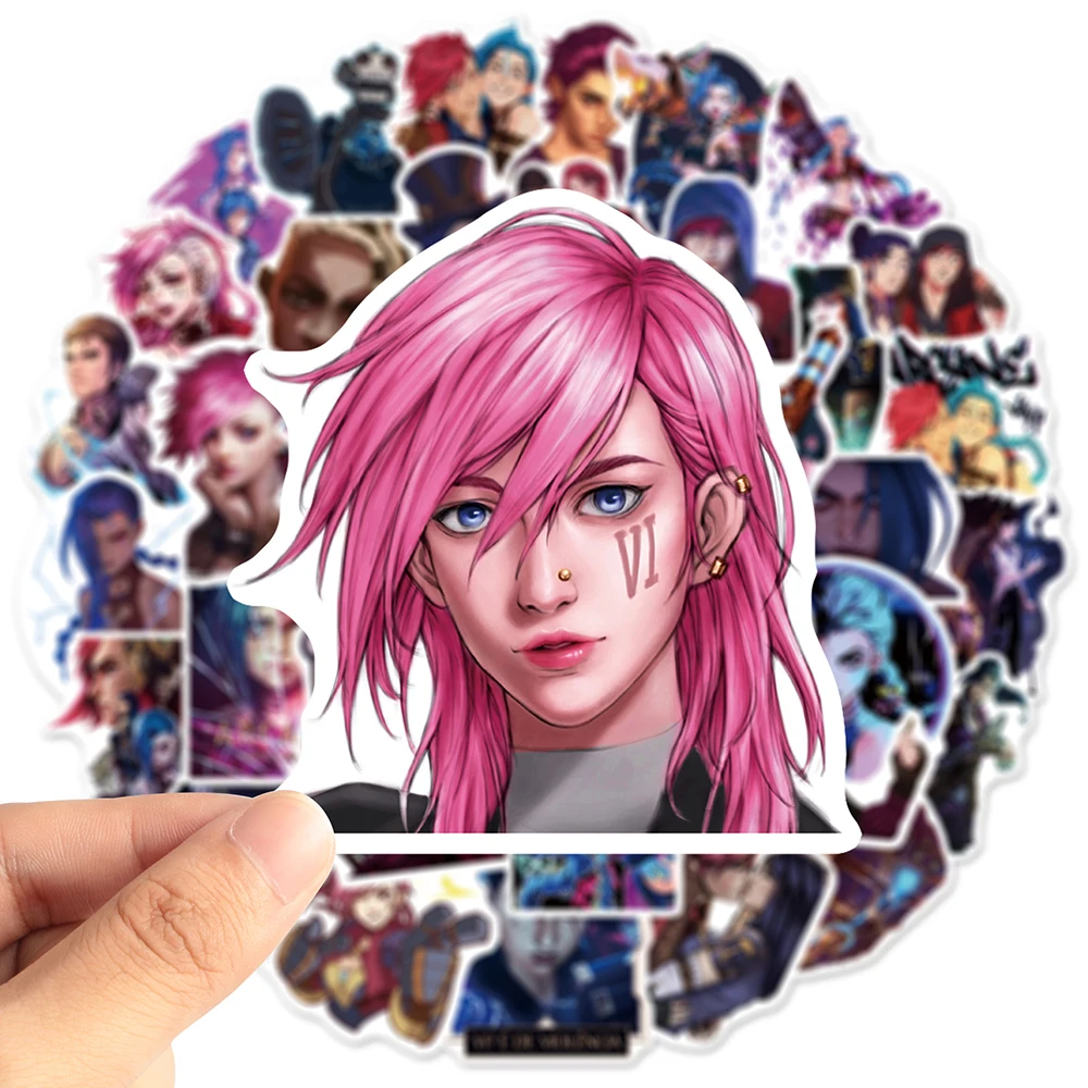 Arcane League of Legends Anime Game Stickers Toy PVC impermeable Skateboard Phone Suitcase Guitar Car Sticker Decals, 10, 30, 50 piezas