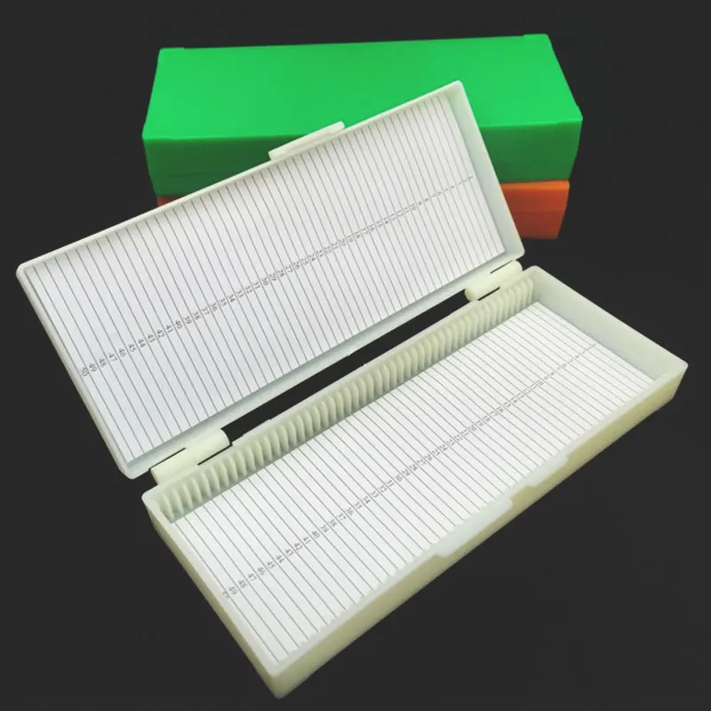 2PCS Plastic Microscope Slides Box Holder Case Lab Pathological Slides Storage Box Microscopio Glass Lens Toools