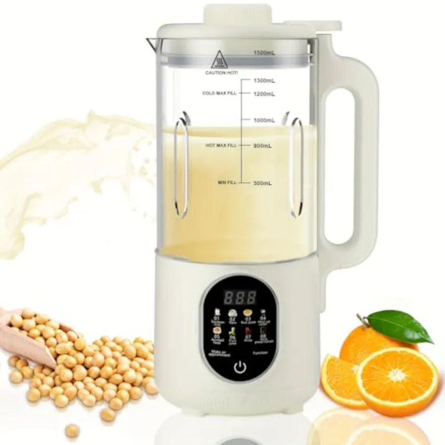 

Nut Milk Maker Machine Multi-Functional Automatic Blender One-Touch Operation Almond Milk Maker High Capacity Countertop Blende