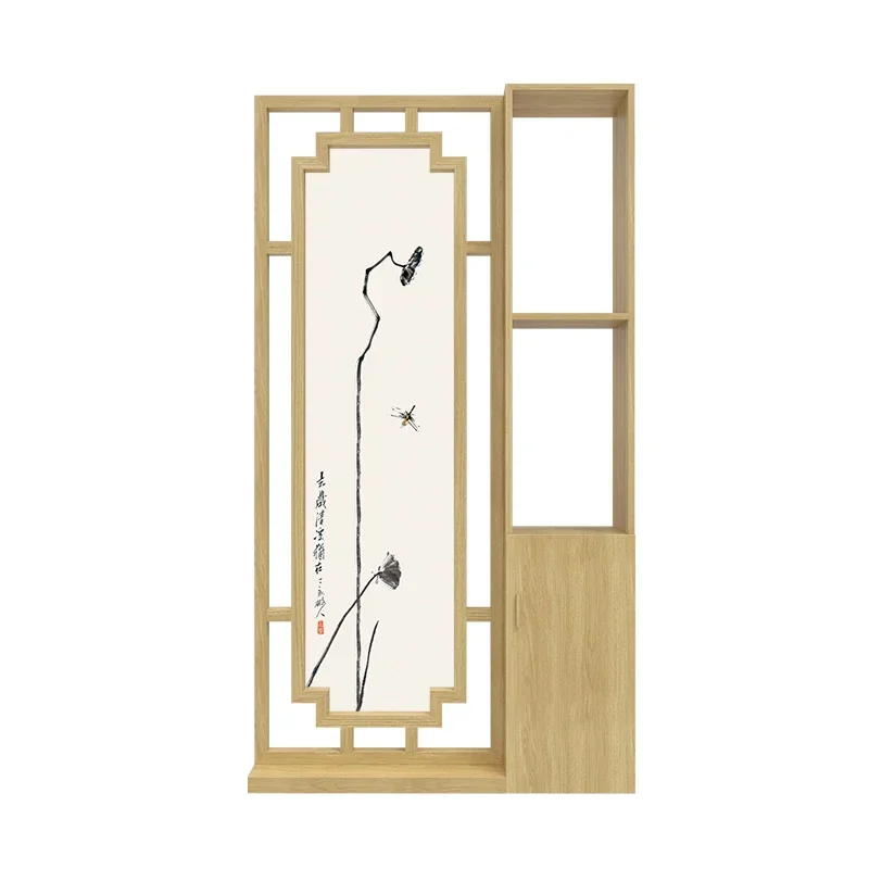 

Bedroom Entrance Door Block Solid Wood Hollow Storage Seat Screen