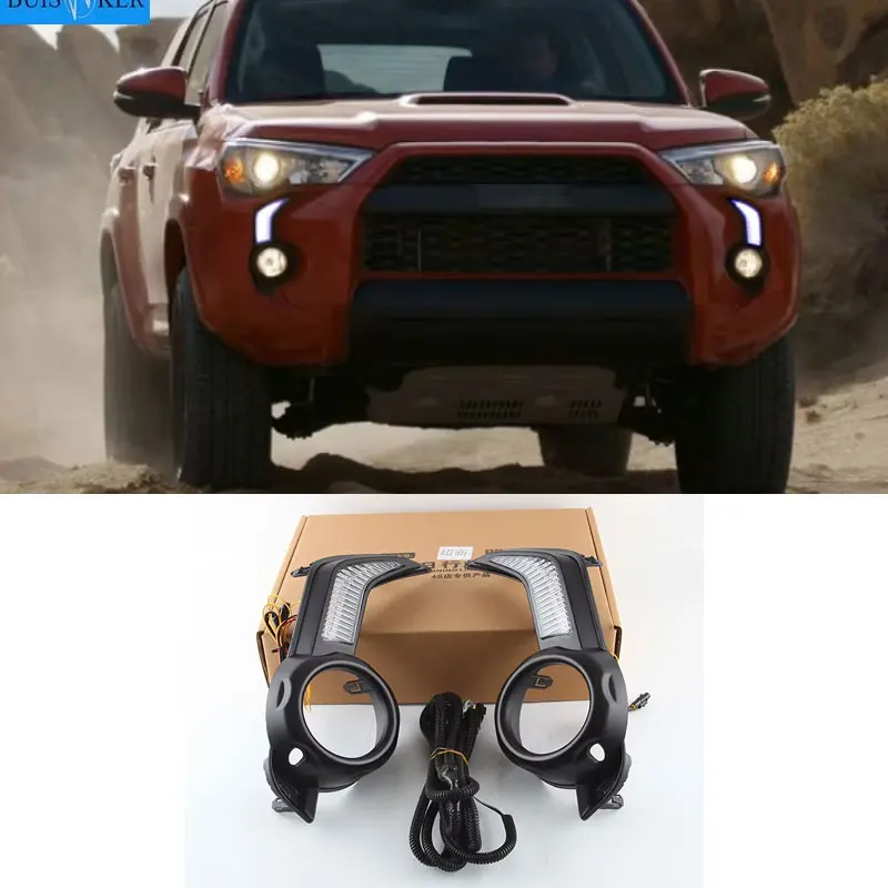 

12V Daytime running lights For Toyota 4 Runner 2014 - 2020 Drl with Dynamic turn signals for cars auto Led fog lights headlights