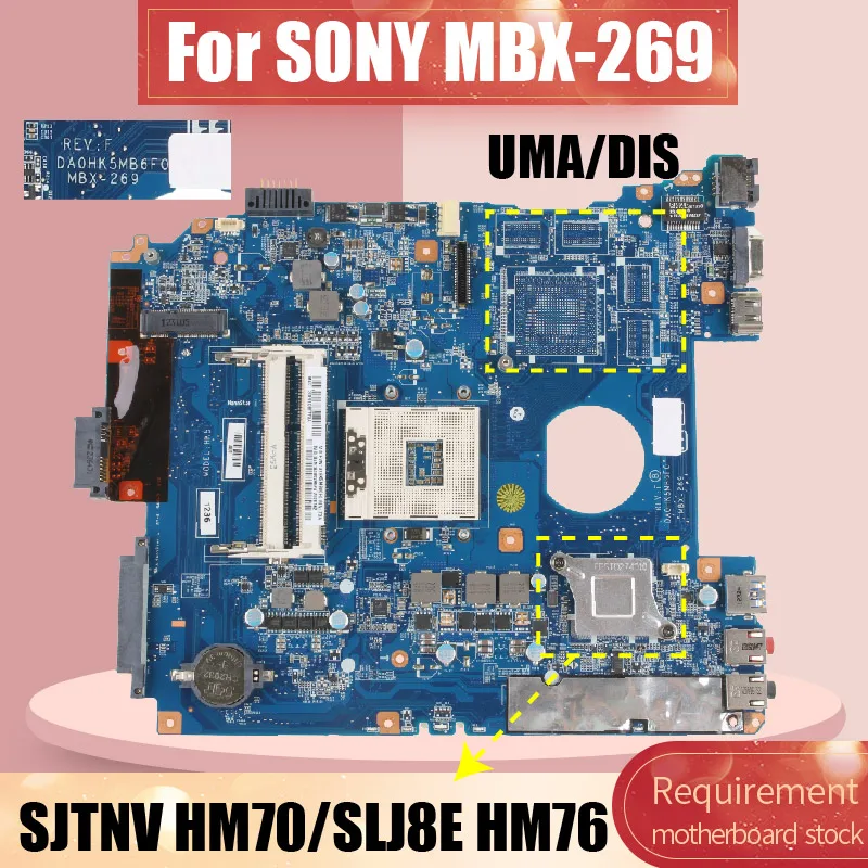 MBX-269 For SONY VAIO SVE15 SVE151 Laptop Motherboard DA0HK5MB6F0 UMA SJTNV HM70/SLJ8E HM77 Notebook Mainboard Tested Work