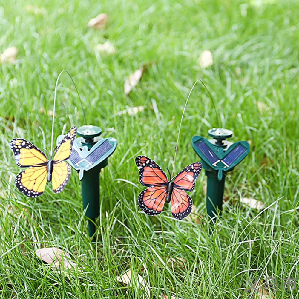 5-1PCS Solar Powered Dancing Flutterin Butterflies Windmill Yard & Garden Stakes Decors Outdoor Farmland Flower Pots Decorations