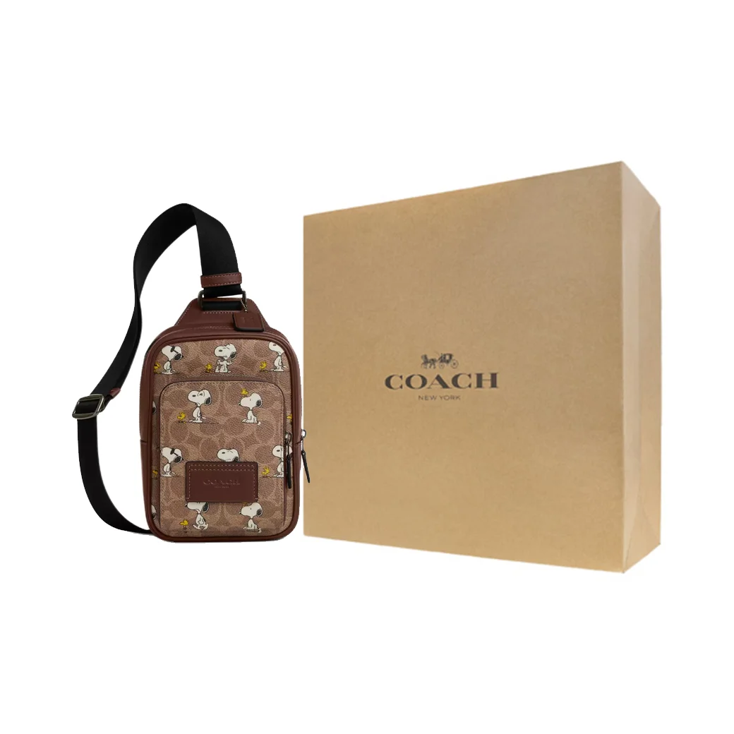 COACH PEANUTS Snoopy, Collaboration RACER Coated Canvas With Leather Sling Bag Mini Men's Ochre CBK47-QBTAM