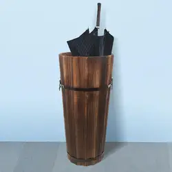 NEW Wooden Umbrella Bucket Stand Hotel Vinegar Walking Stick Wicker Shelf Stands for Entryway Outdoor Space-saving Holder Office