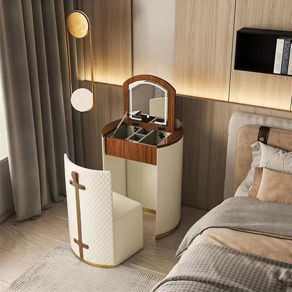 Minimalist European Style Bedroom Furniture Nordic Small Make-up Dresser Table Set With Mirror
