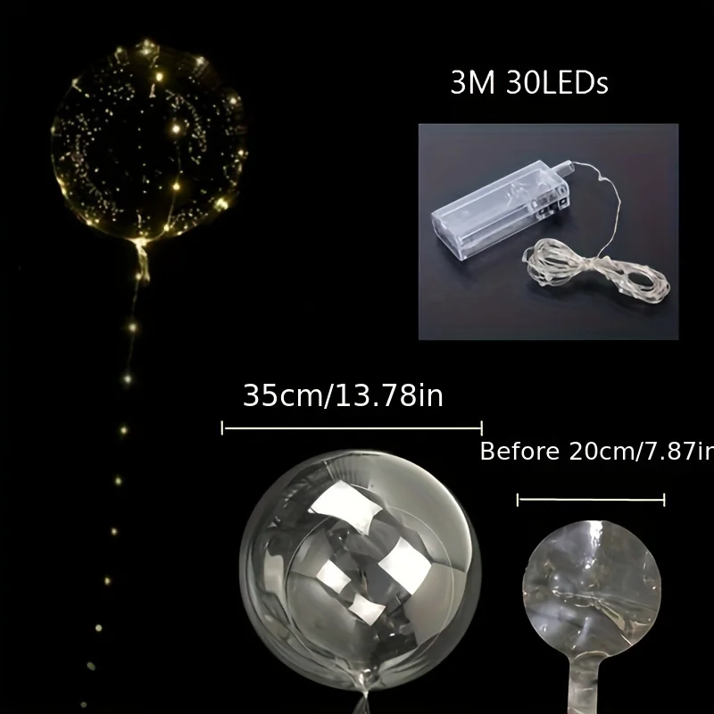 4 قطعة بالون Led مع بالونات بوبو شفافة مضيئة لتزيين حفلات الزفاف وأعياد الميلاد بالون إضاءة LED