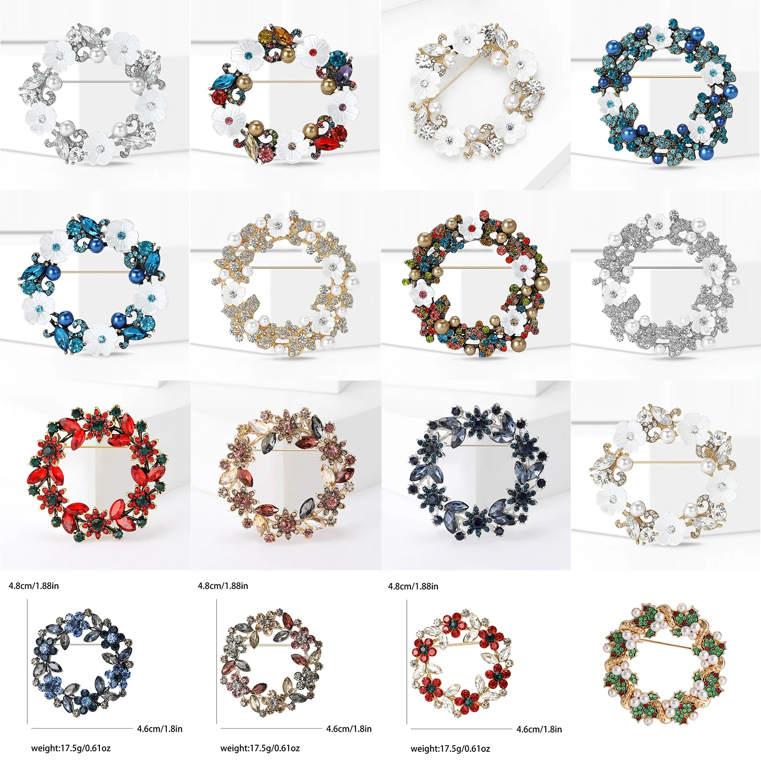 Advanced Water Diamond Pearl Wreath Brooch Versatile Men's and Women's Suit Shawl Chest Flower Jewelry Pin