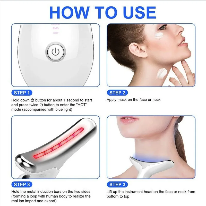 Neck Beauty Massager Device 7‑Color Light Vibration Import Instrument