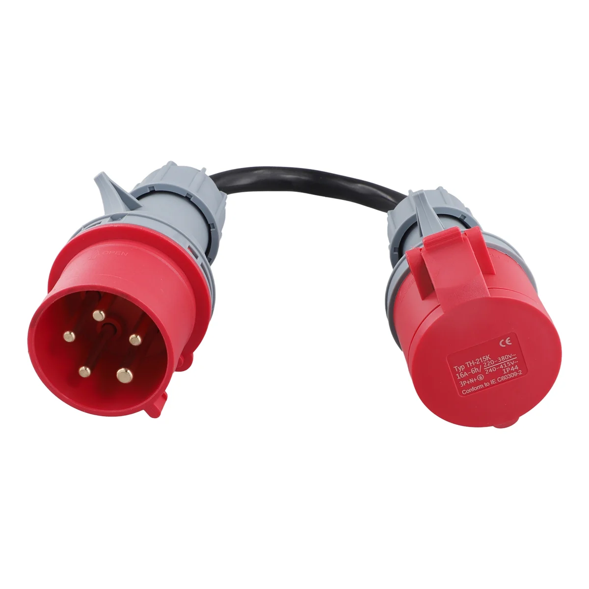 5 Pin Red 32A Male to 16A Female CEE-Adapter Gen Ev Charger Extension Cord Connector 400V Outlet