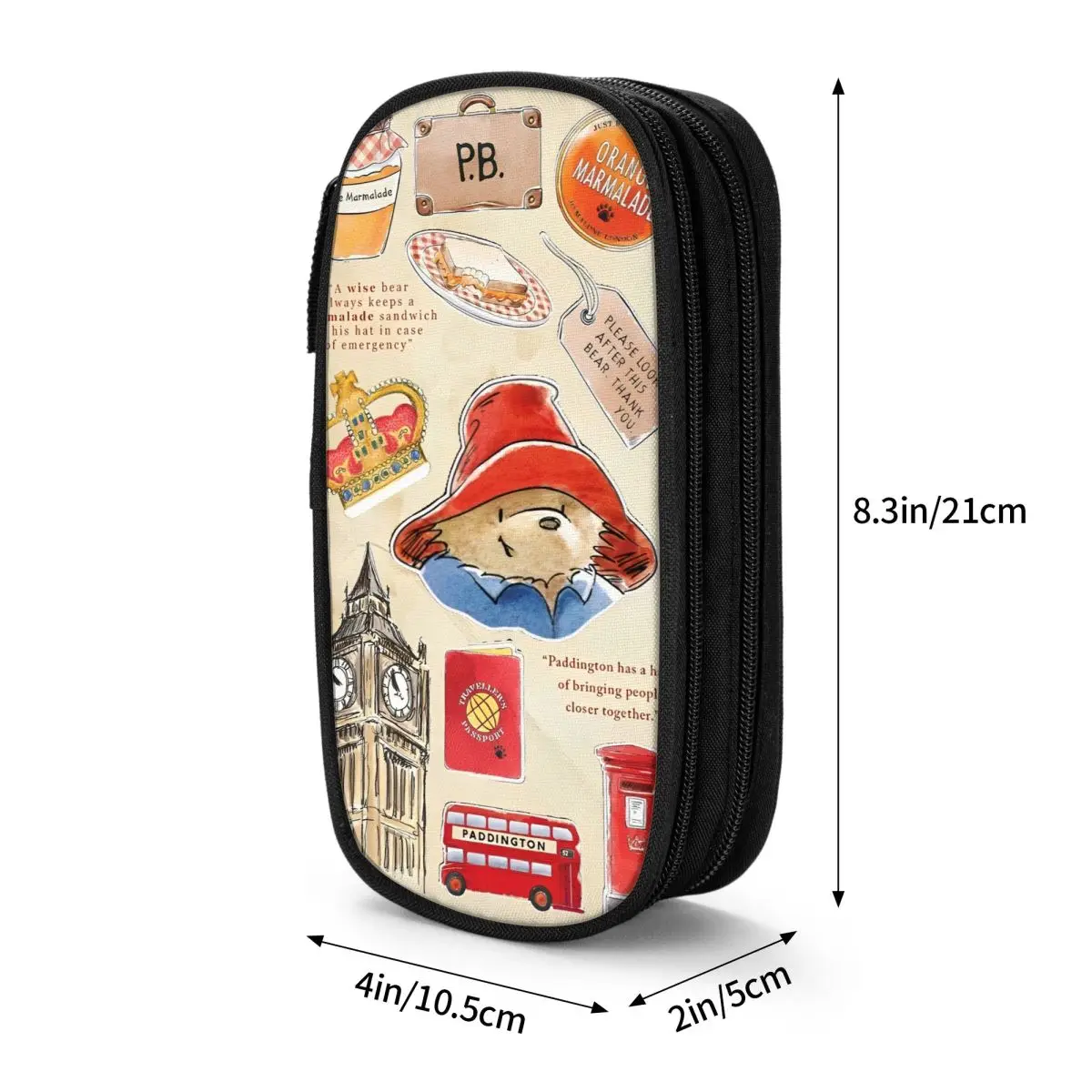 Britain Paddington Brown Bear  Pencil Case Zipper Pencil Pouch Child Fashion Large School Pencil Cases Stationery Organizer