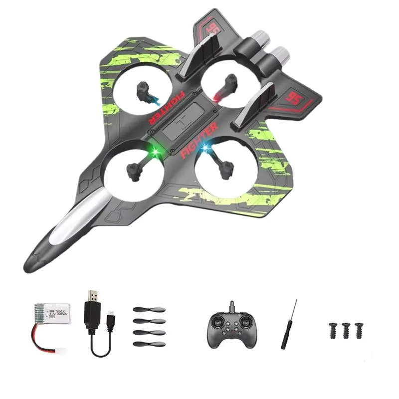 BEDW-2X RC Plane 2.4G Remote Control Aircraft Six EPP Foam With LED Indoor And Outdoor Simple Flying Kids Gift Green