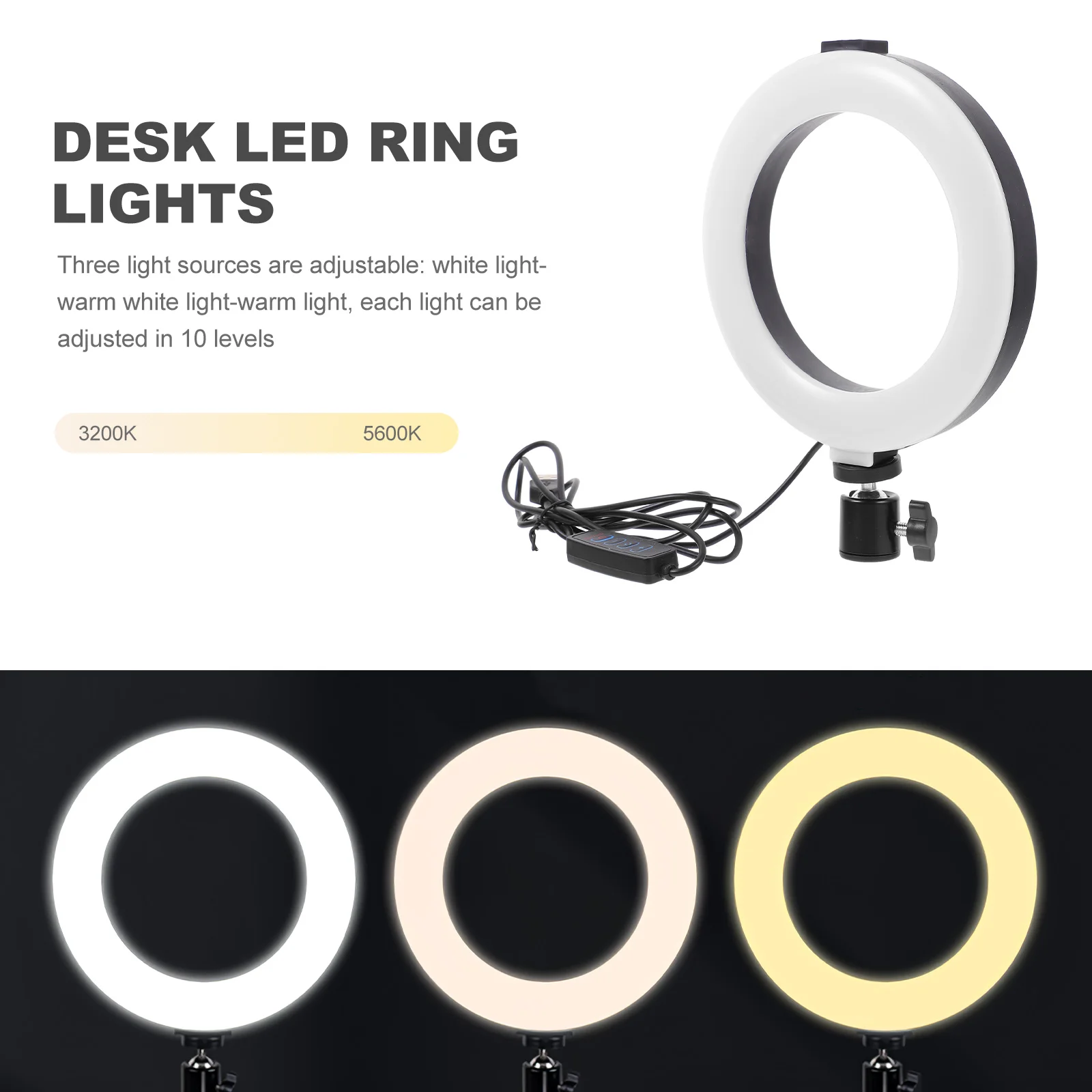 Laptop Stand Adjustable Fill Light Clip on Ring Lights Makeup Desk LED Video Lamps White Live Streaming Selfie