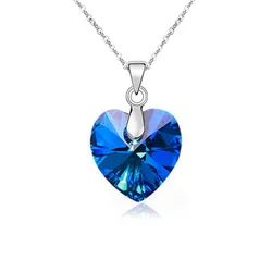 925 Sterling Silver Heart Blue Zircon Pendant Chain Necklaces For Women Luxury Quality Jewelry Accessories Wholesale Argent 925