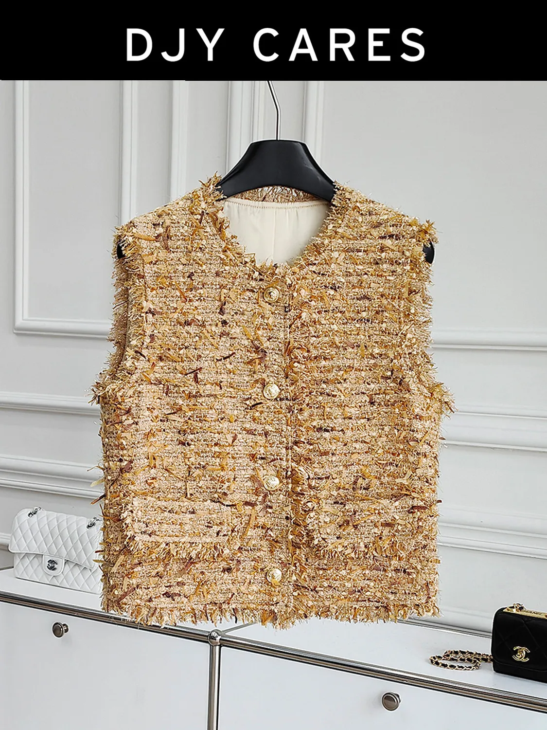 

Новый желтый жилет с цветочным принтом, кисточкой и небольшим ароматным шерстяным топом большого размера.