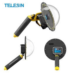 TELESIN Dome Port for Gopro Hero 12 11 10 9 7 6 5 DJI OSMO Action 4 3 Diving Waterproof Housing Case with Floating Grip Trigger