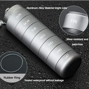 Neue Laptop -Hülle von Pille für Reisemetall Organizer von Proof Pillen Dwater Proof Water Box mit Tablettenbehälter Medizin Wöchentliche Organisator Organizer 7 Hauptverkäufe ohne auskleide - №6