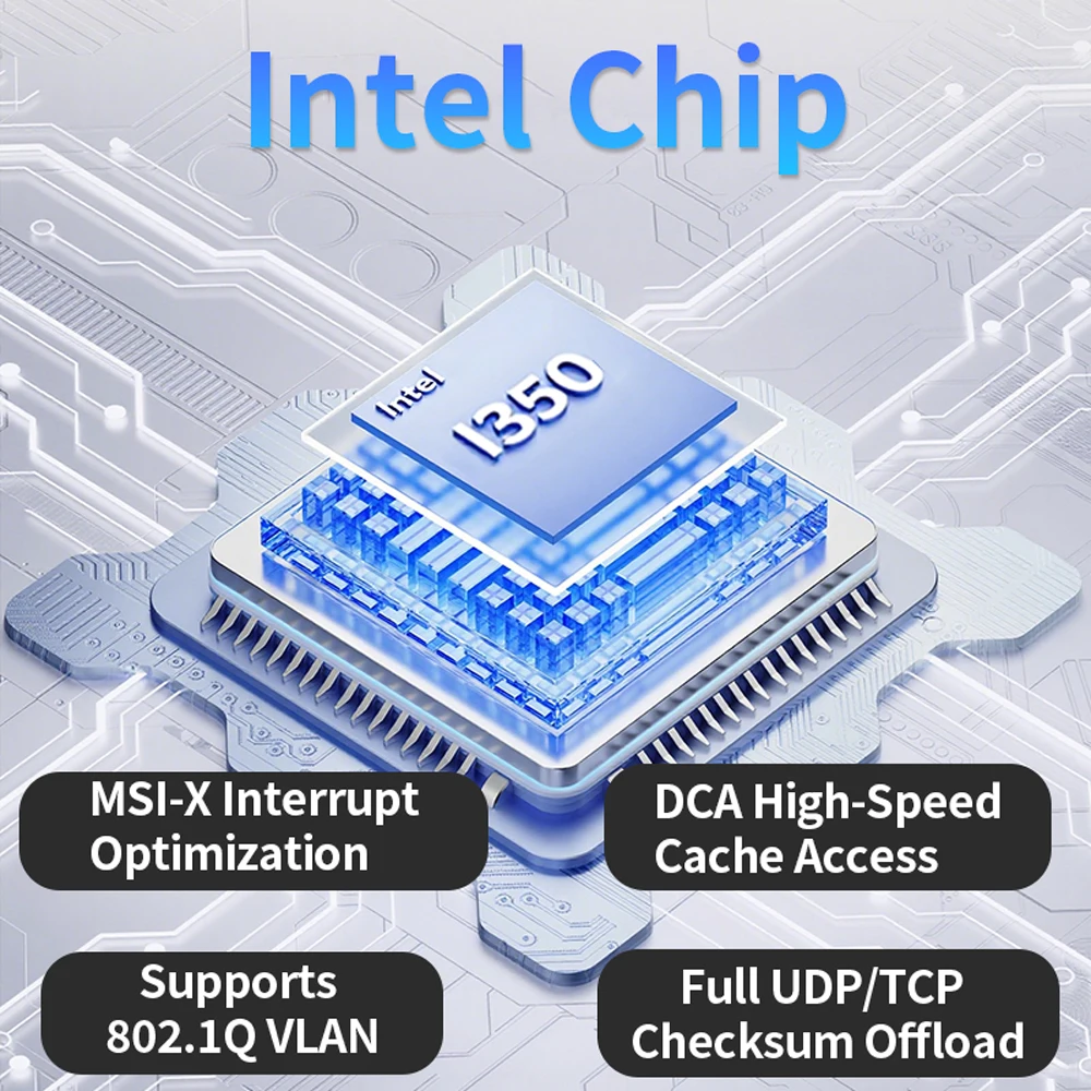 Intel I350-T2 Chip 2 Ports PCIe x1 Gigabit Ethernet Network Card Dual RJ45 Server Internal NIC 10/100/1000Mbps for Desktop PC