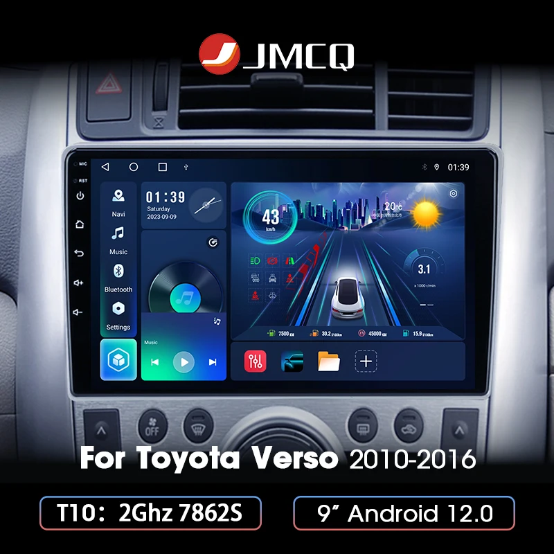 

JMCQ 9" Android12 Car Radio For Toyota Verso 2010 2011 2012 2013 2014 2015 2016 4G Car Multimedia GPS Autoradio Head Unit Navi