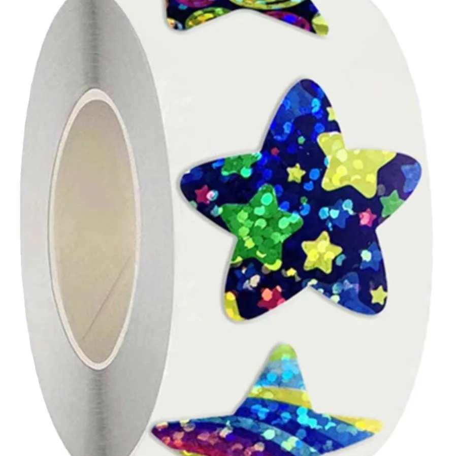 500Pcs/Roll Blue Star Stickers paper Cartoon Outer Space Star Rewards Stickers Starry Sky For Learning Rewards Game Party Gift