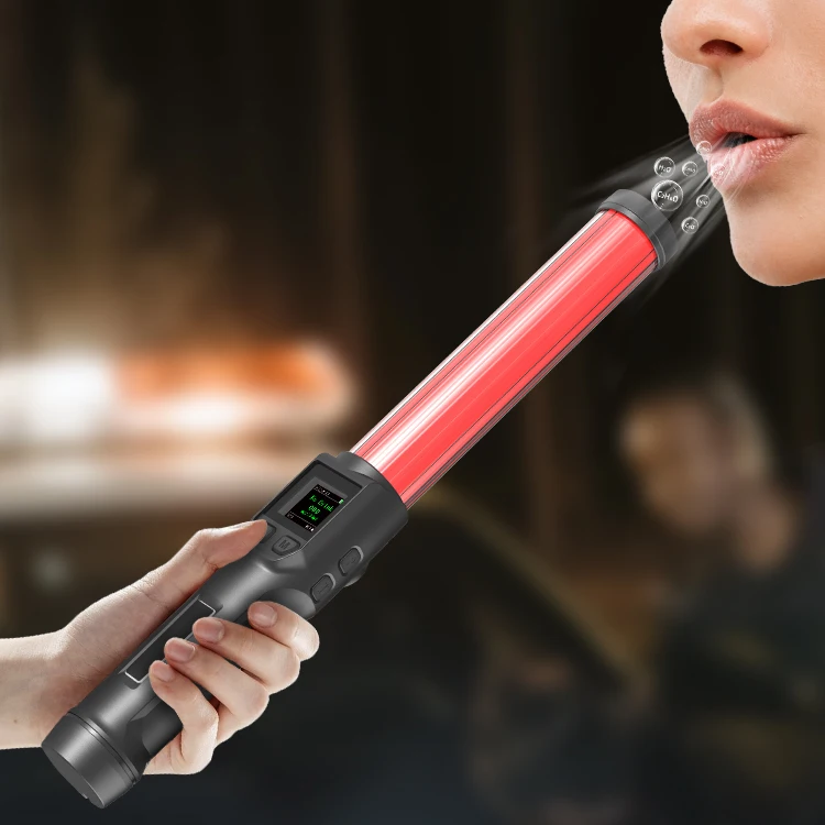 Portable Voice Broadcast Multifunction Emergency Light Breath Alcohol Tester OLED Display 0-400mg/100mL Adjustable Breathalyzer