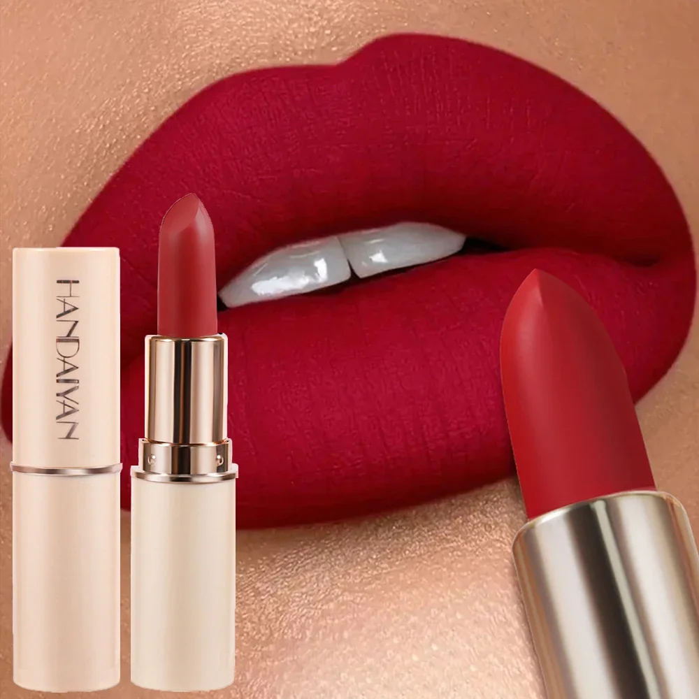 Deep Red Matte Lipstick 8 Colors Waterproof Non-stick Cup Lip Balm Makeup Dark Red Lipsticks Velvet Easy To Color Lips Cosmetics