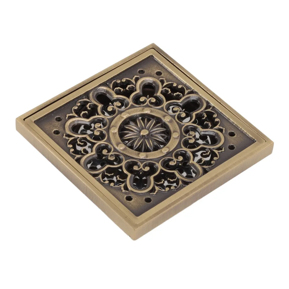 Durable Copper Material Floor Drain Square Large Flow Drain Strainer Rustproof Anti-Clogging Floor Strainer Toilet