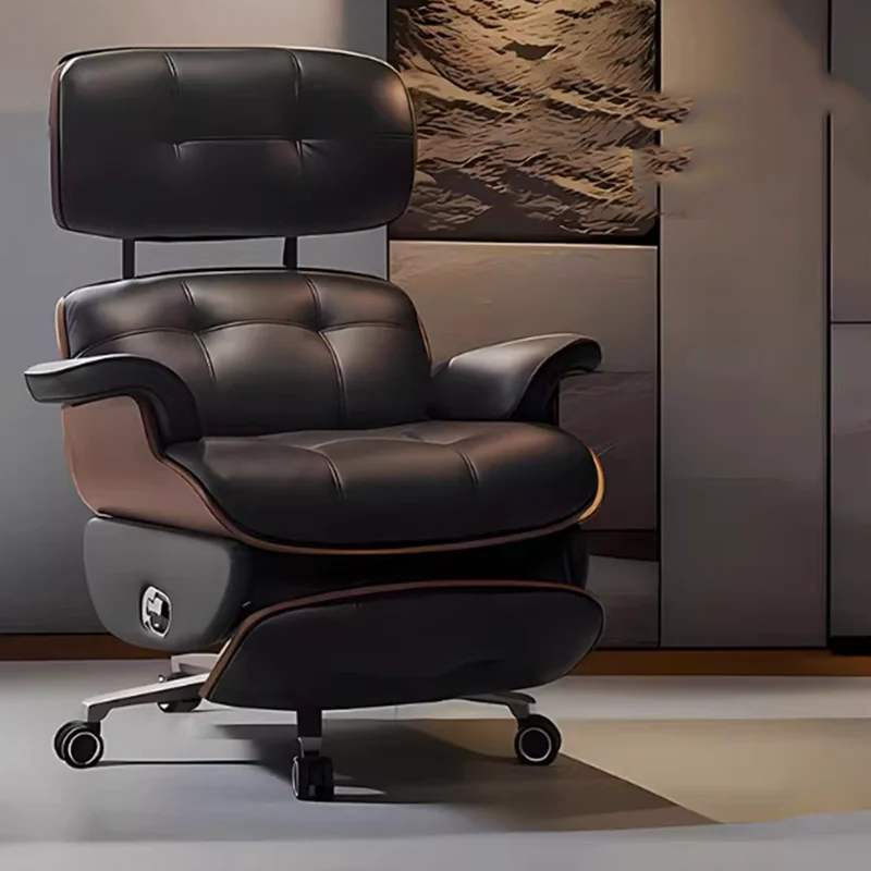 Leather Soft Office Chair Armrest Luxury Designer Relaxing Rolling Office Chair Wheel Comfortable Sillas De Oficina Furniture
