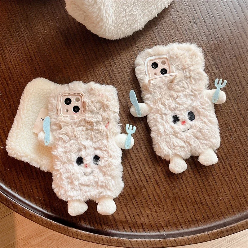 Plush Cute Fluff Toy Phone Case Cover for Huawei Mate 60 50 40 30 Pro Anti-drop Tective 3D Furry Ins Shockof Cover Case