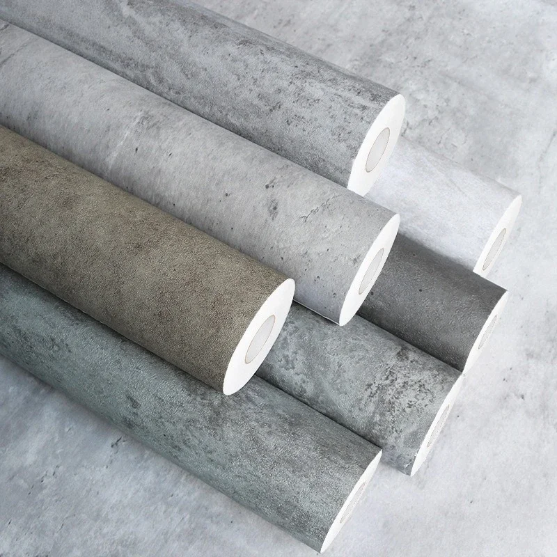 Cement Pattern Self Adhesive Wallpaper Refurbished Stickers Industrial Pure Style Gray Display Cabinet Decorative Film