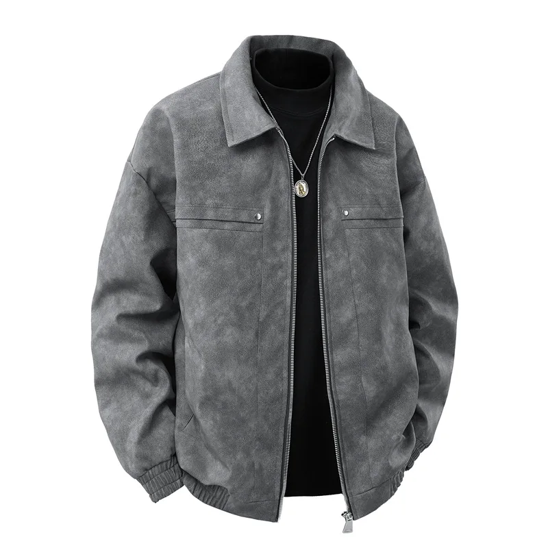 

Новая американская куртка на молнии для мальчиков, кожаное винтажное старое пальто, мужское пальто с лацканами