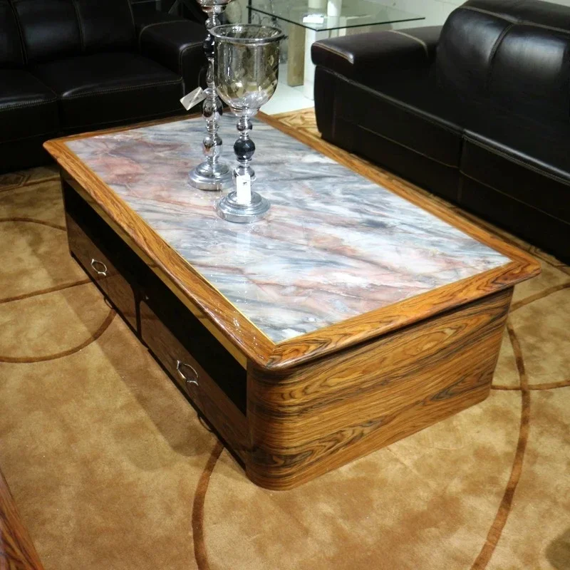 A Natural travertine marble Venice red coffee table TV cabinet assembly rosewood living room villa furniture