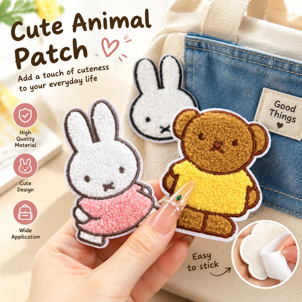 Cute Cartoon Miffy Rabbit Boris Velcro Japanese Style Sweet Girl Heart Flyaway Hair Invisible Bangs Hair Sticker Gift for Friend