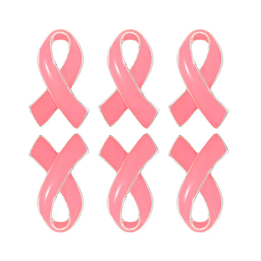 6 Pcs Breast Cancer Awareness Ribbon Brooch for Women Decorative Female