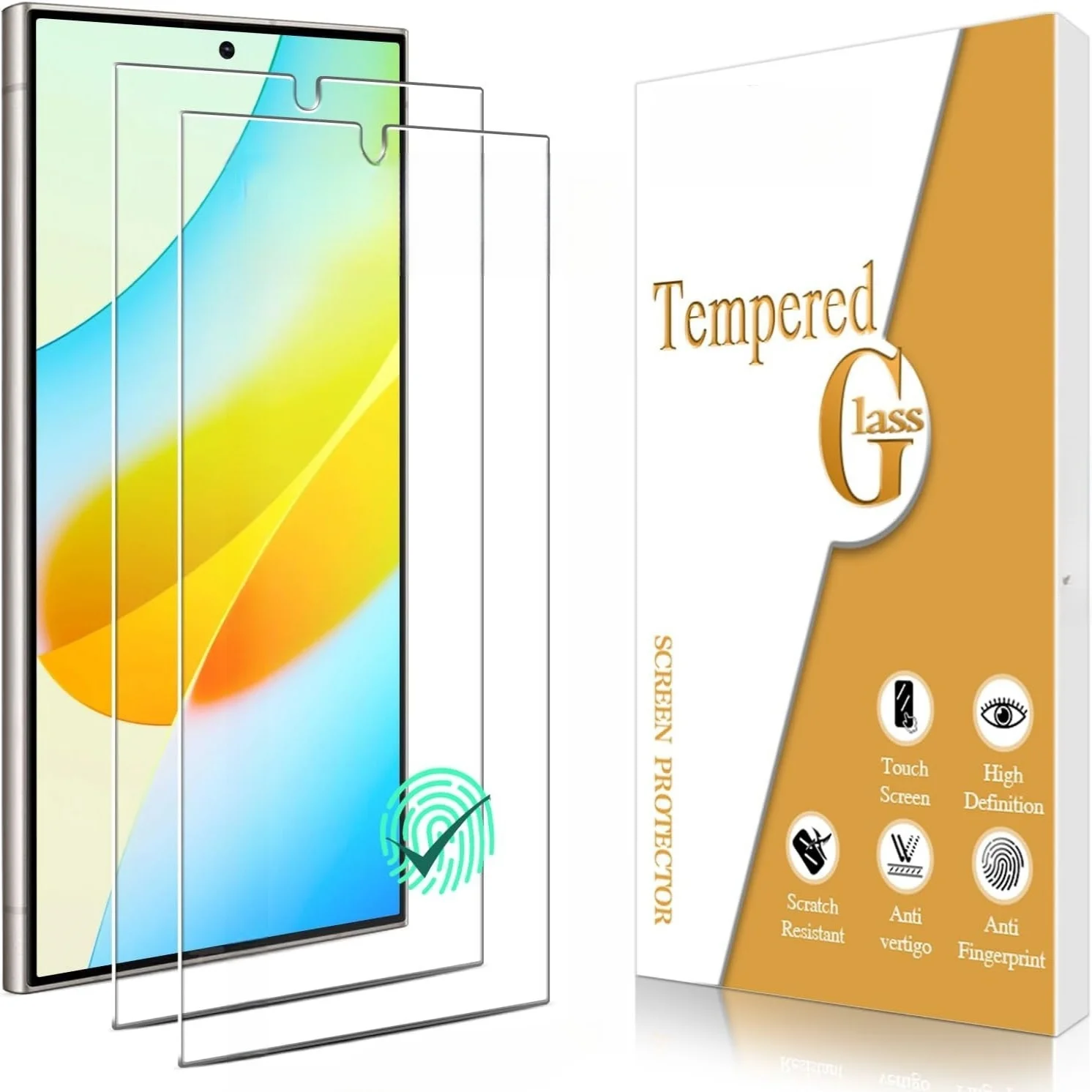 2 Pcs Tempered Glass Phone Film For Samsung Galaxy S26 S25 S24 Ultra Plus FE Support Fingerprint Unlock