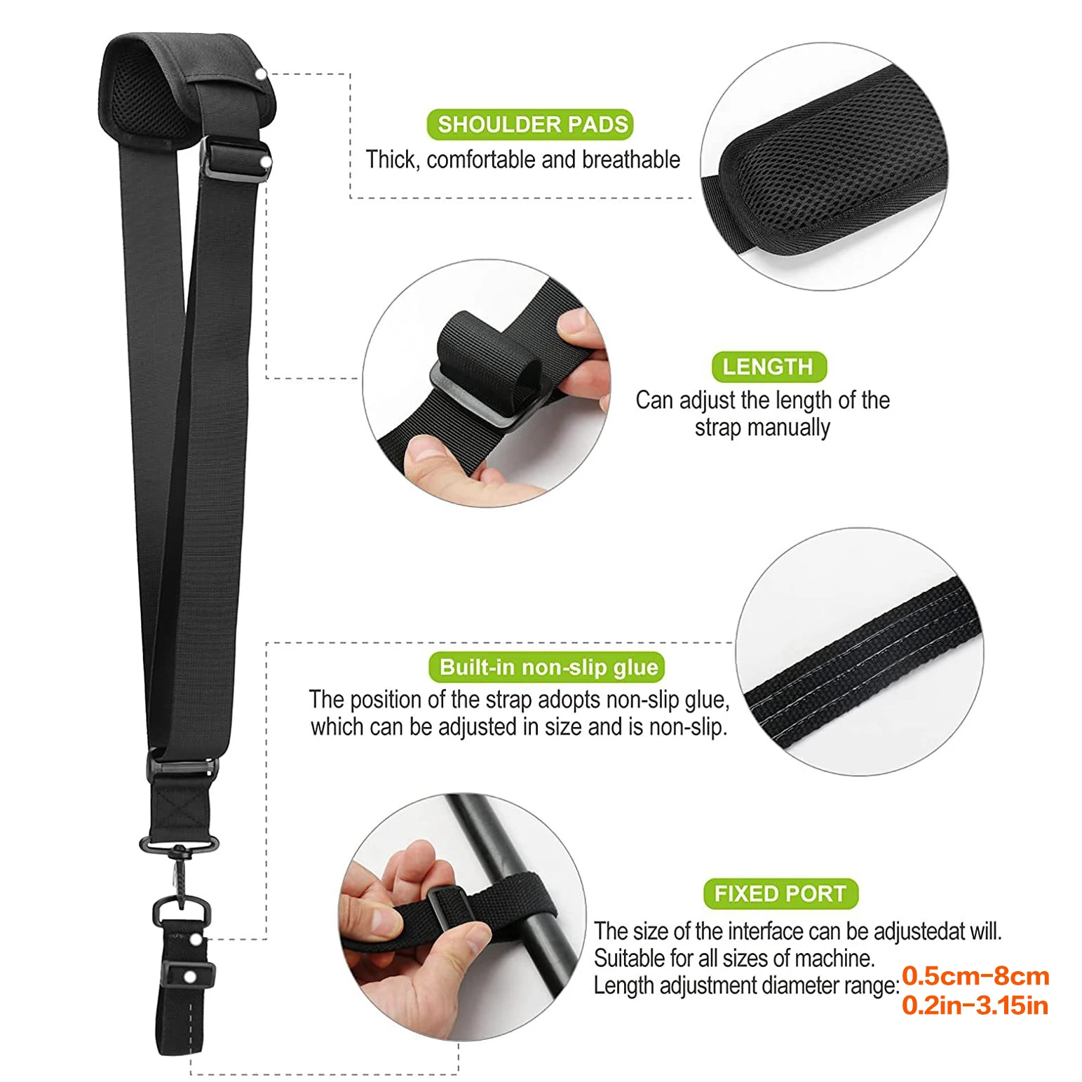 قطعة واحدة من حزام الكتف القابل للتعديل لأدوات البستنة، نسيج نايلون متين، حزام مناسب عالمي لقادين العشب وآلات التقليم